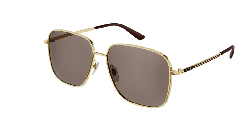GG0987SA-002 60 Gold Frame Brown Lens Rectangular / Squared Metal Sunglasses