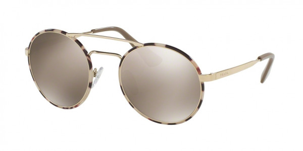 Prada CATWALK PR 51SS UAO1C0 Pale Gold/Tortoise Frame/Light Brown Mirror Gold Lens, Size 54mm Sunglasses