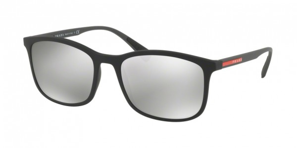 Prada Linea Rossa LIFESTYLE PS 01TSF DG02B0 Black Rubber Frame/Light Grey Mirror Silver Lens, Size 57mm Sunglasses