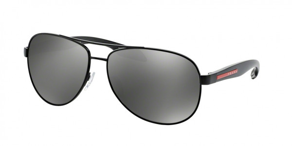 Prada Linea Rossa LIFESTYLE PS 53PS 1BO7W1 Black Demi Shiny Frame/Grey Mirror Silver Lens, Size 62mm Sunglasses