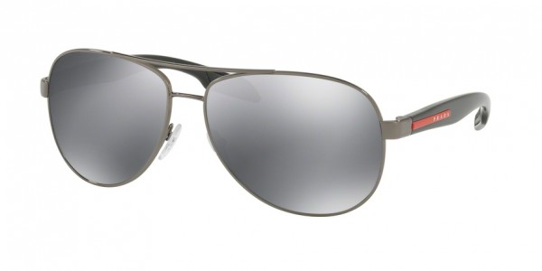 Prada Linea Rossa LIFESTYLE PS 53PS 5AV5L0 Gunmetal Frame/Light Grey Mirror Black Lens, Size 62mm Sunglasses