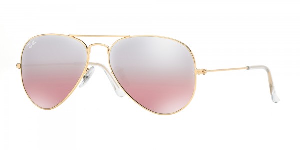 Ray-Ban AVIATOR LARGE METAL RB3025 001/3E Gold Frame/Crys.Brown-Pink Silver Mirror Lens, Size 55mm Sunglasses