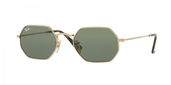 Ray-Ban OCTAGONAL RB3556N 001 Gold Frame/Green Lens, Size 53mm Sunglasses