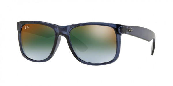 Ray-Ban JUSTIN RB4165 6341T0 Trasparent Blue Frame/Blue Gradient Green Mirror Red Lens, Size 55mm Sunglasses