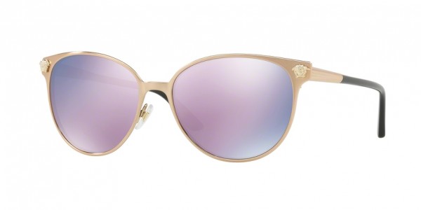Versace VE2168 14095R Pink Gold Frame/Dark Grey Mirror Pink Lens, Size 57mm Sunglasses