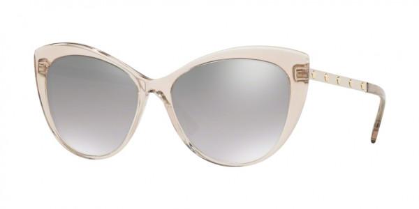 Versace VE4348 52706V Transparent Rose Brown Frame/Light Grey Mirror Grad Silver Lens, Size 57mm Sunglasses