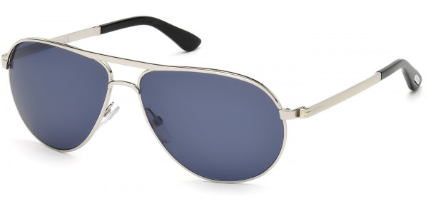 Tom Ford FT0144 18V Shiny Rhodium Frame/Blue Lens, Size 58mm Sunglasses